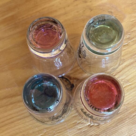 1950s Western Themed Novelty Shot Glass Set Of 4 Vintage - Picture 10 of 11